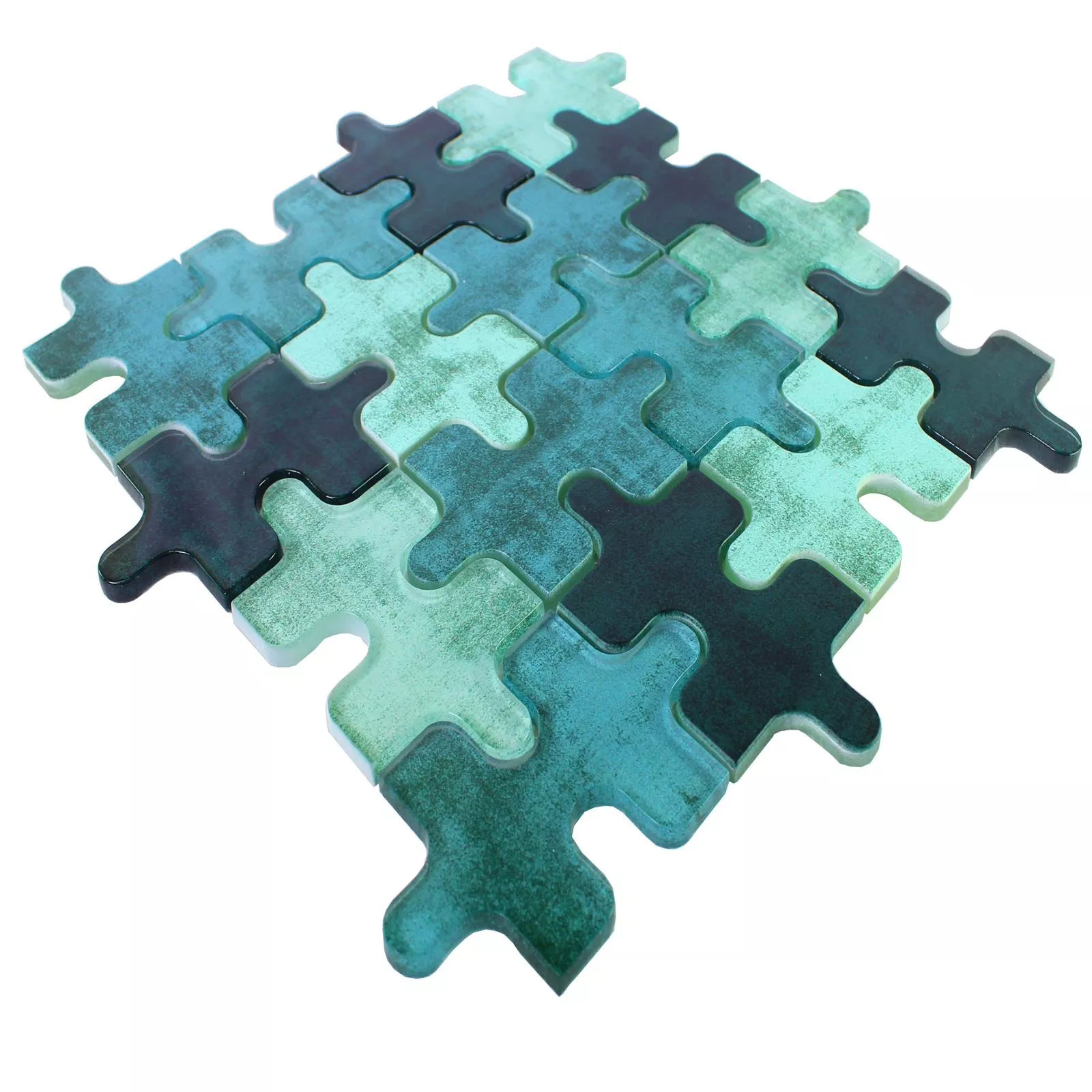 Vzorek Skleněná Mozaika Dlaždice Puzzle Zelená