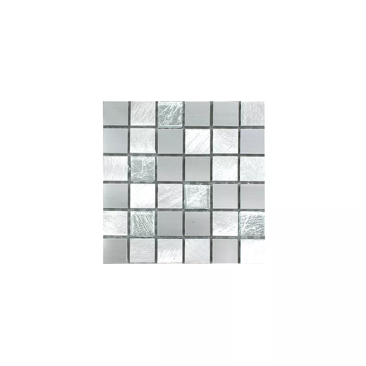Mønster fra Mosaikkfliser Lissabon Aluminium Glass Mix Sølv