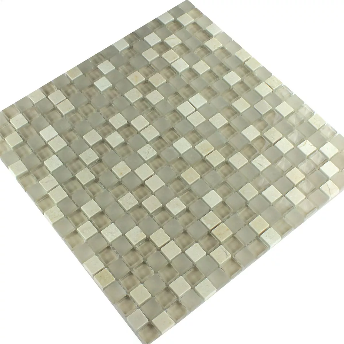 Mosaik Glas Marmor Barbuda Grädde 15x15x8mm