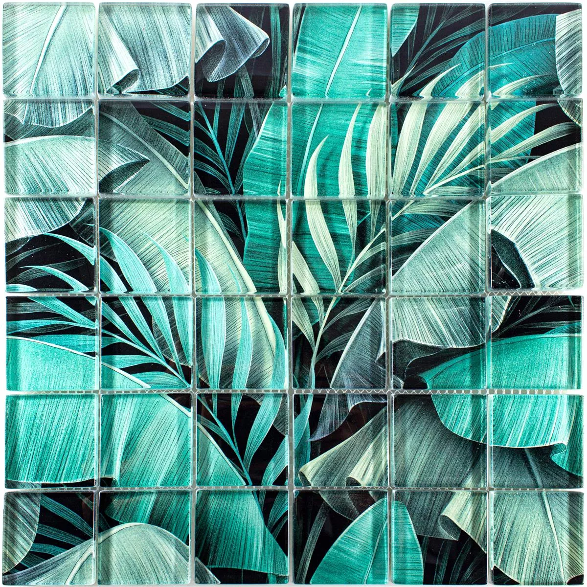 Sample Glass Mosaic Tiles Pittsburg Flower Optics Green Black