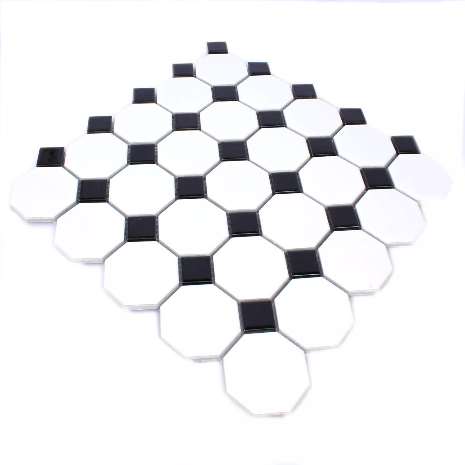 Sample Mosaic Tiles Ceramic Octagon Belami Black White
