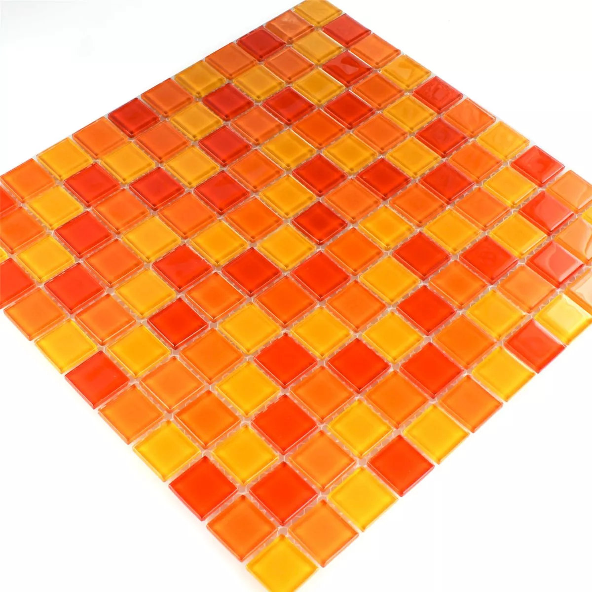 Mозаечни Плочки Стъклена Чаша Червен Портокал Жълто 25x25x4mm