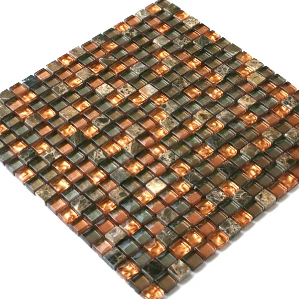 Mosaico Vetro Marmo Tiger Marrone