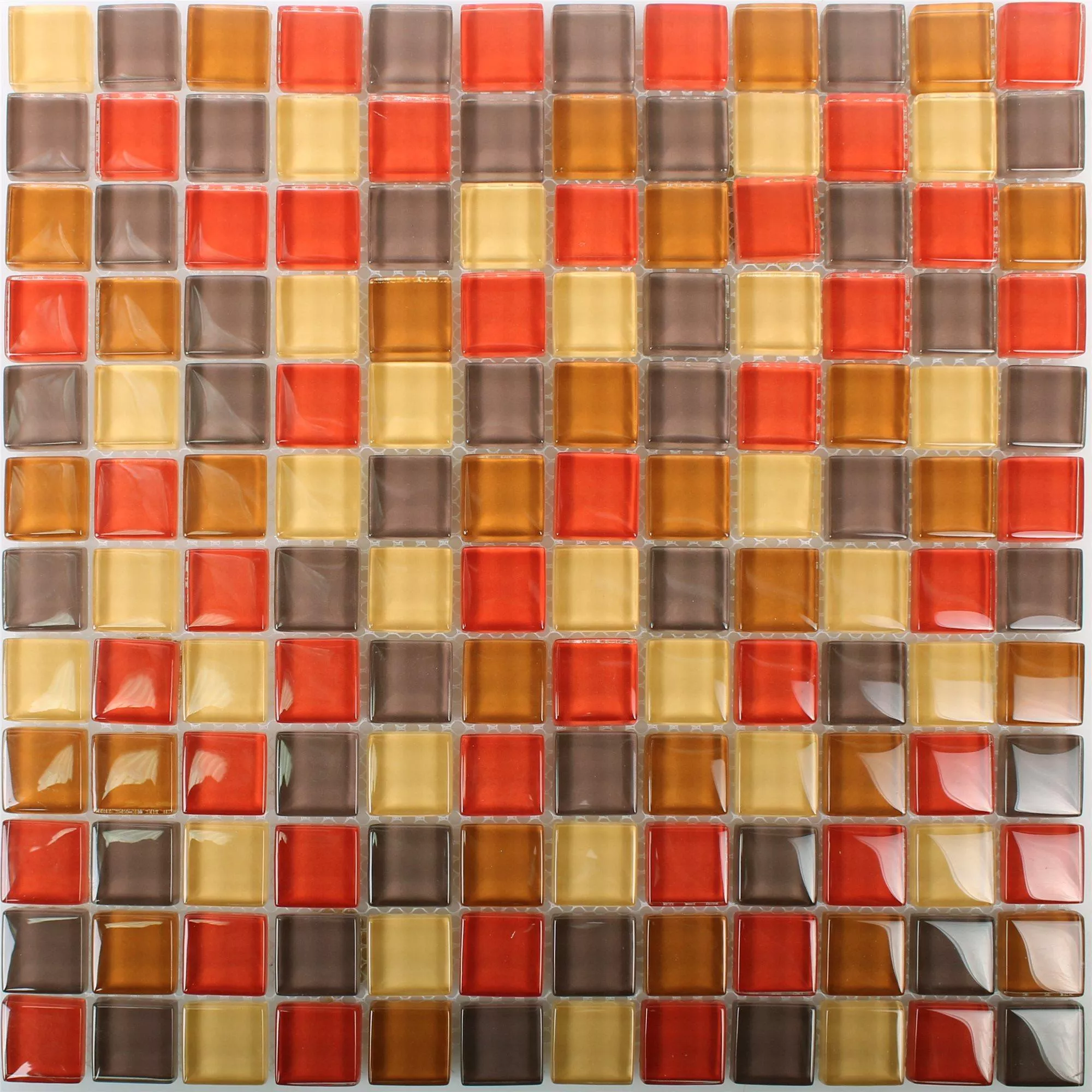 Mosaic Tiles Glass 23x23x8mm Red Mix