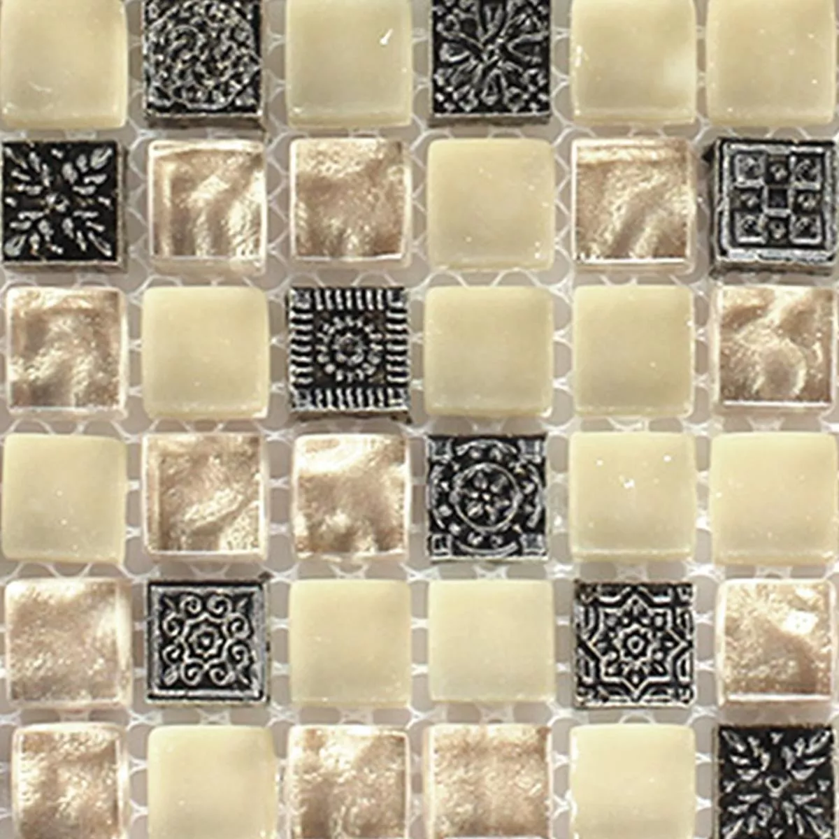 Model din Plăci De Mozaic Sticlă Piatră Naturală Ornament Bej Mix