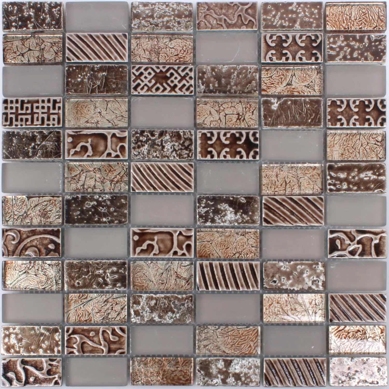 Sample Mosaic Tiles Glass Natural Stone Piroshka Brown