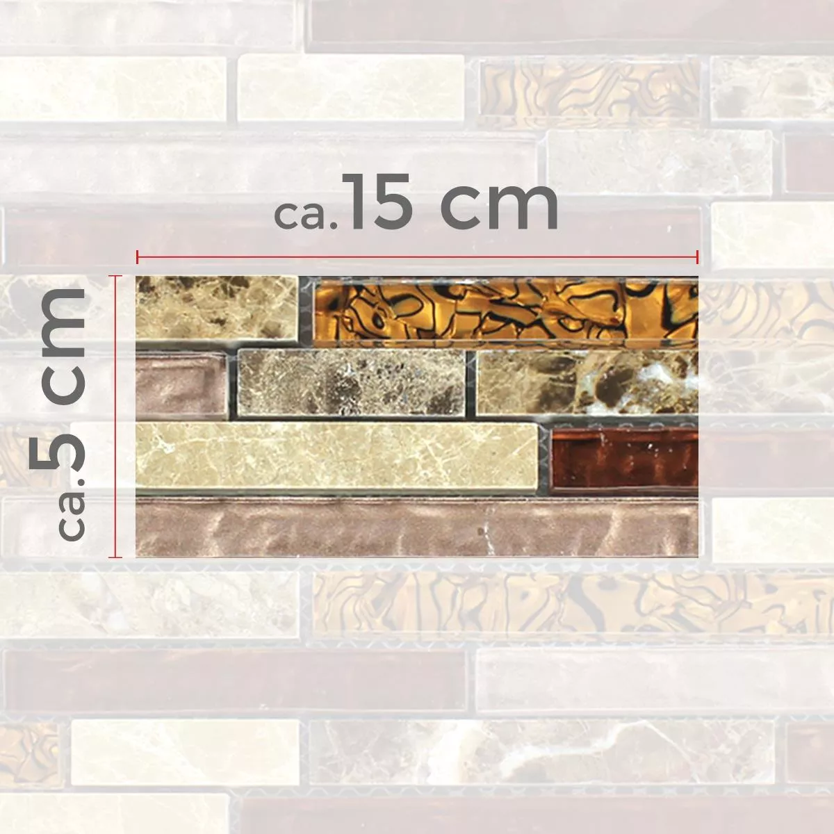 Sample Mosaic Tiles Glass Marble Brown Beige