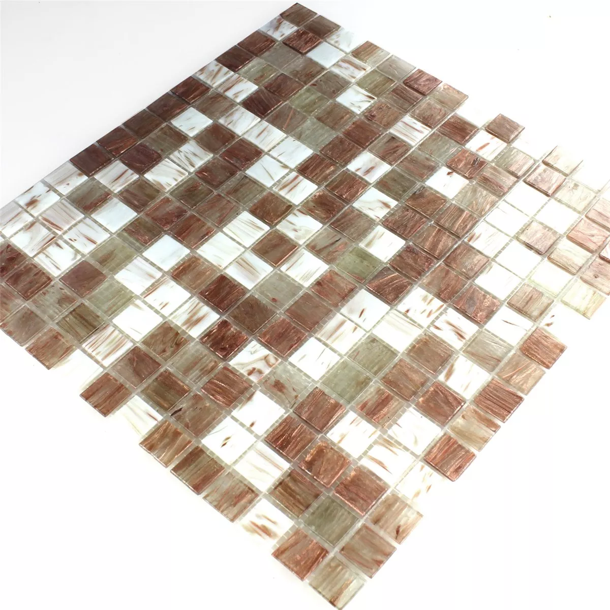 Mosaic Tiles Glass Gold Star Effect White Bronze