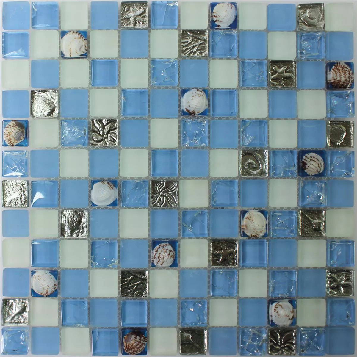 Üveg Héj Mozaik Csempe Byron Kék Mix