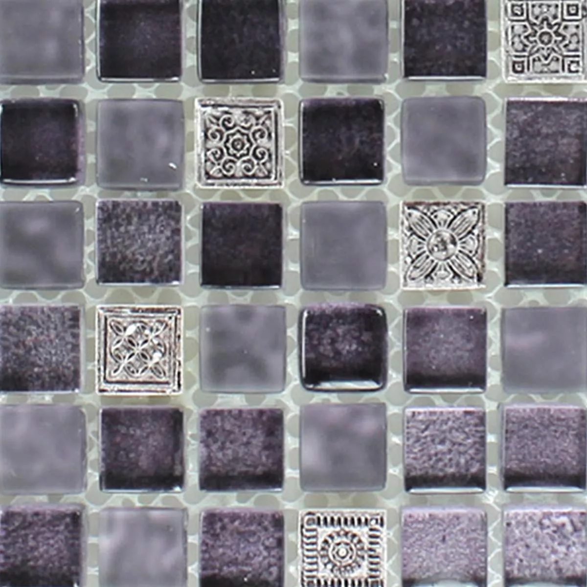 Muestra Azulejos De Mosaico Cristal Piedra Natural Ornamento Púrpura Mezcla