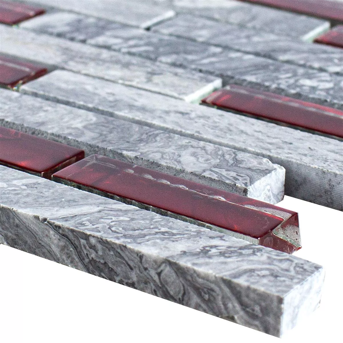 Mozaika Ze Skla A Přírodního Kamene Dlaždice Sinop Šedá Červená Brick