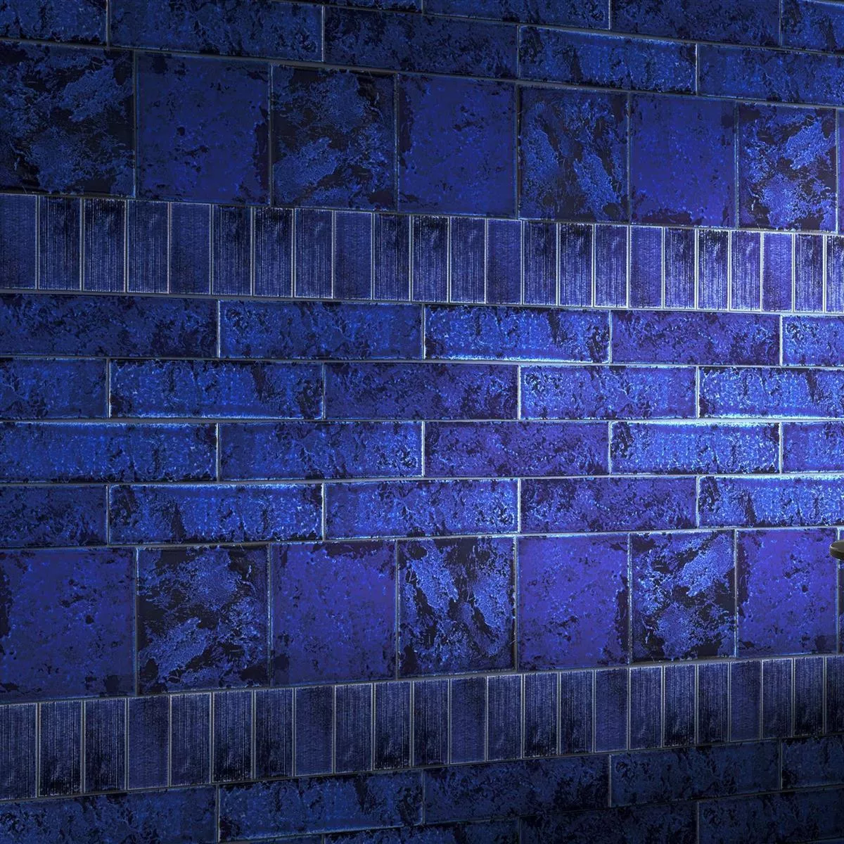 Sample Wall Tile Vanroy Waved 6x24cm Dark Blue