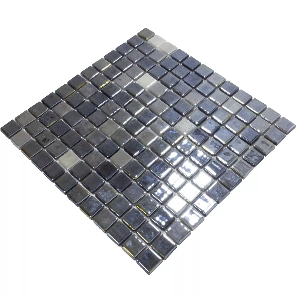 Mosaico Di Vetro Piastrelle Silvertown Antracite Metallic 25x25mm