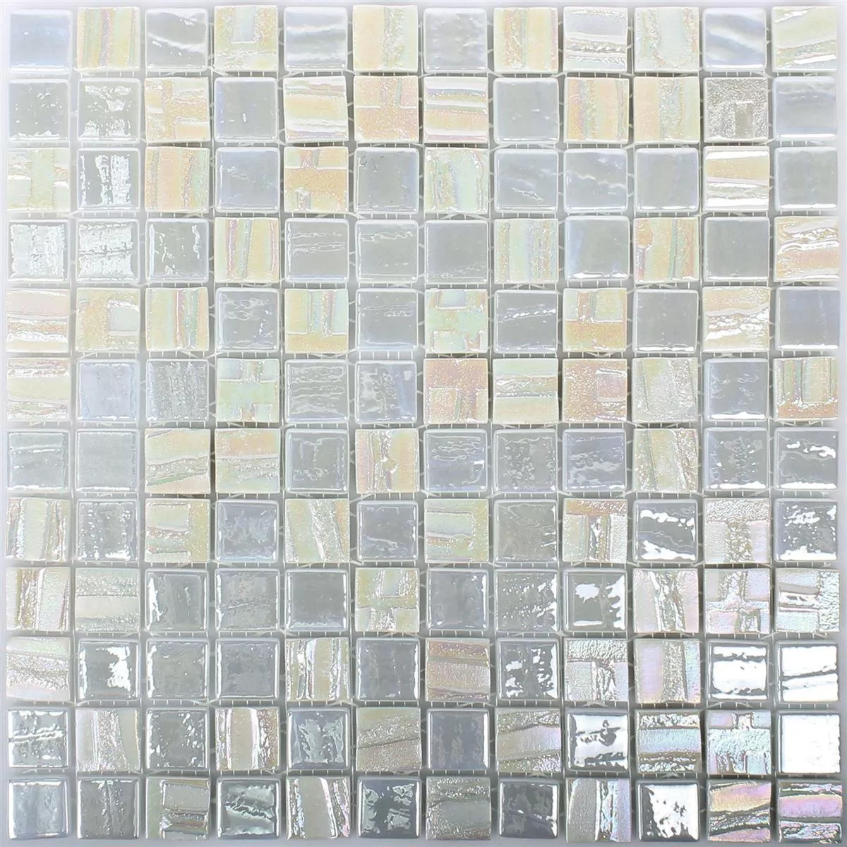 Vzorek Skleněná Mozaika Dlaždice Presley Bílá Metallic