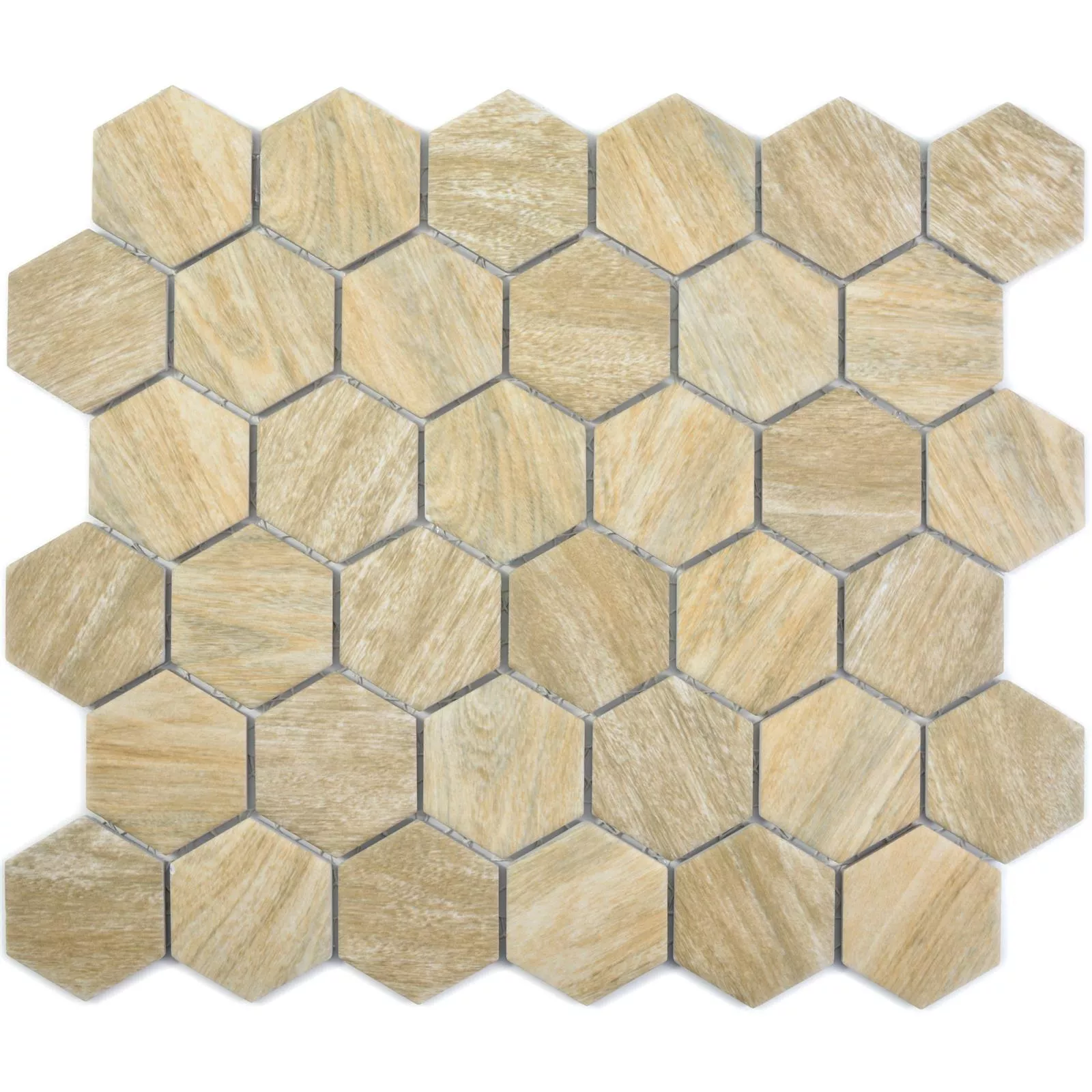 Mozaika Ceramiczna Duponti Sześciokąt Wygląd Drewna Beżowy