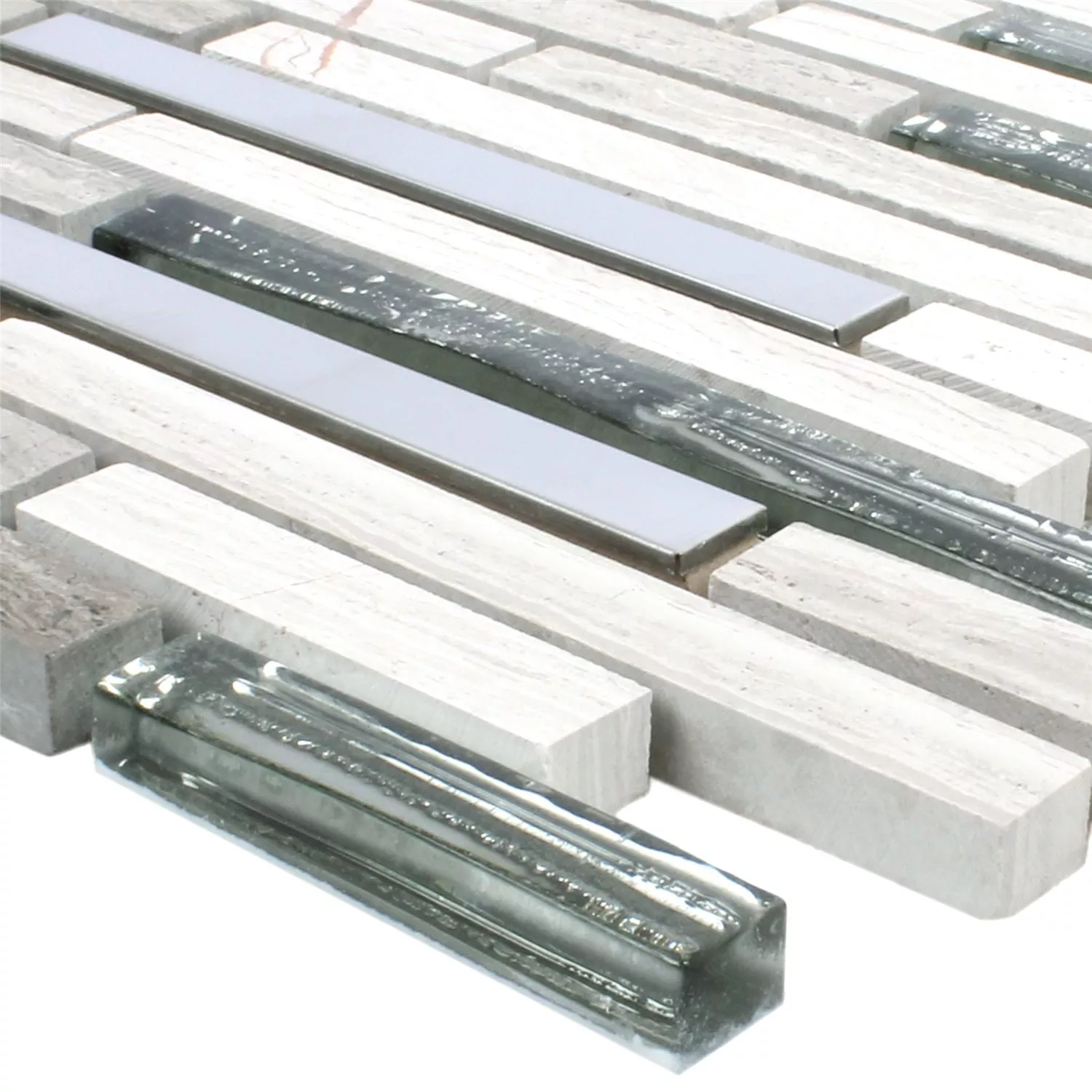 Mosaik Fliser Elektra Glas Sten Stål Mix Gra Mosaik Fliser Elektra Glas Sten Stål Mix Gra