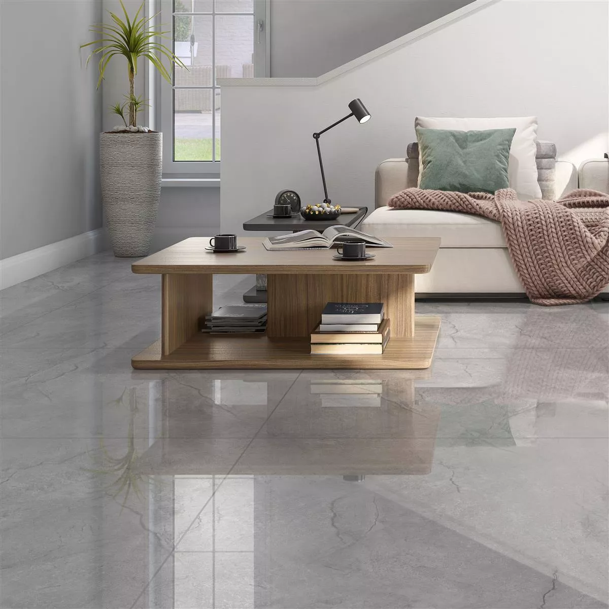 Floor Tiles Pangea Marble Optic Polished Silver 120x120cm