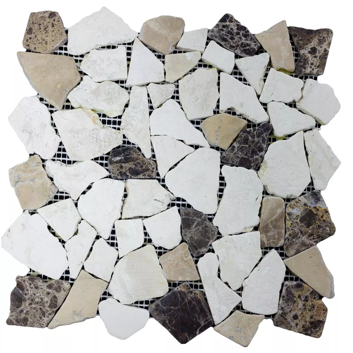 Marble Broken Mosaic Tiles Dolcevista Brown White