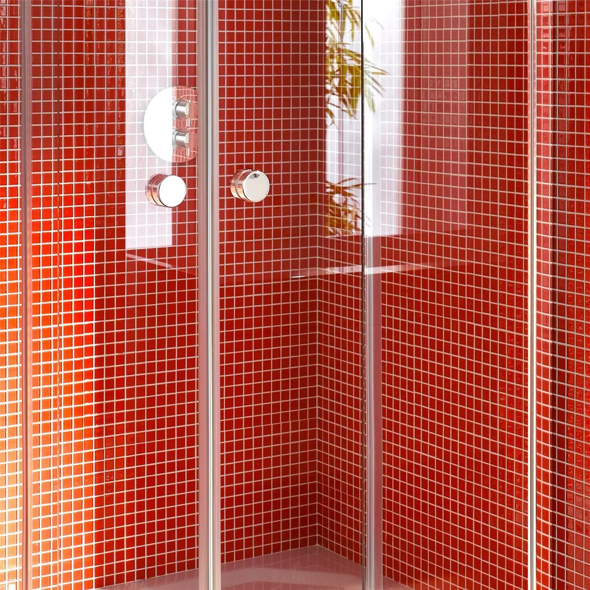 Mønster fra Mosaikkfliser Glass Rød Uni