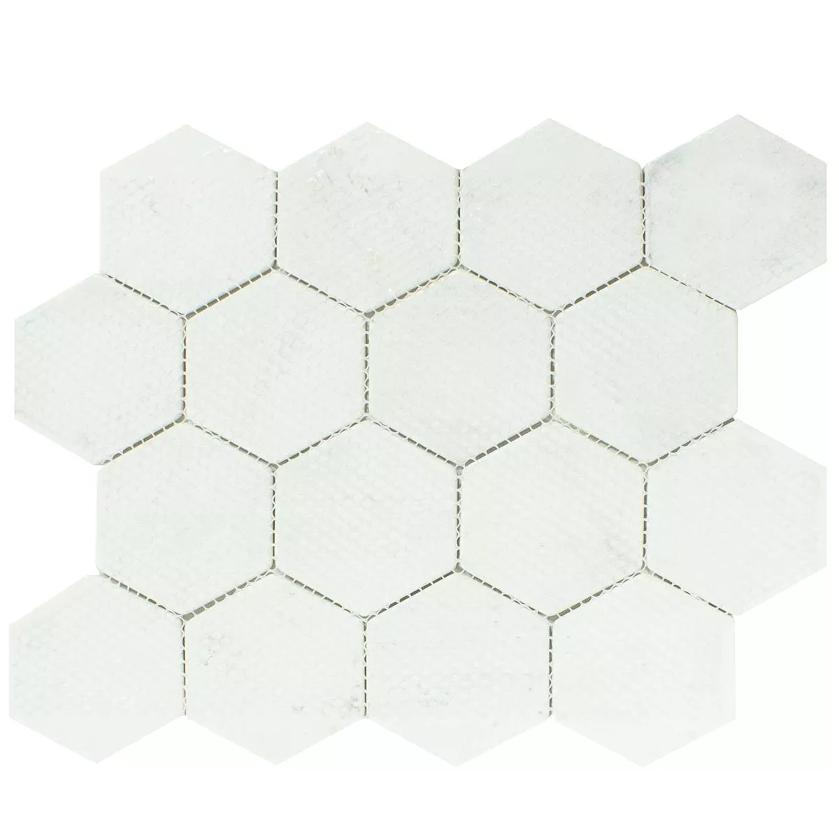 Sample Glasmozaïek Tegels Andalucia Hexagon Wit