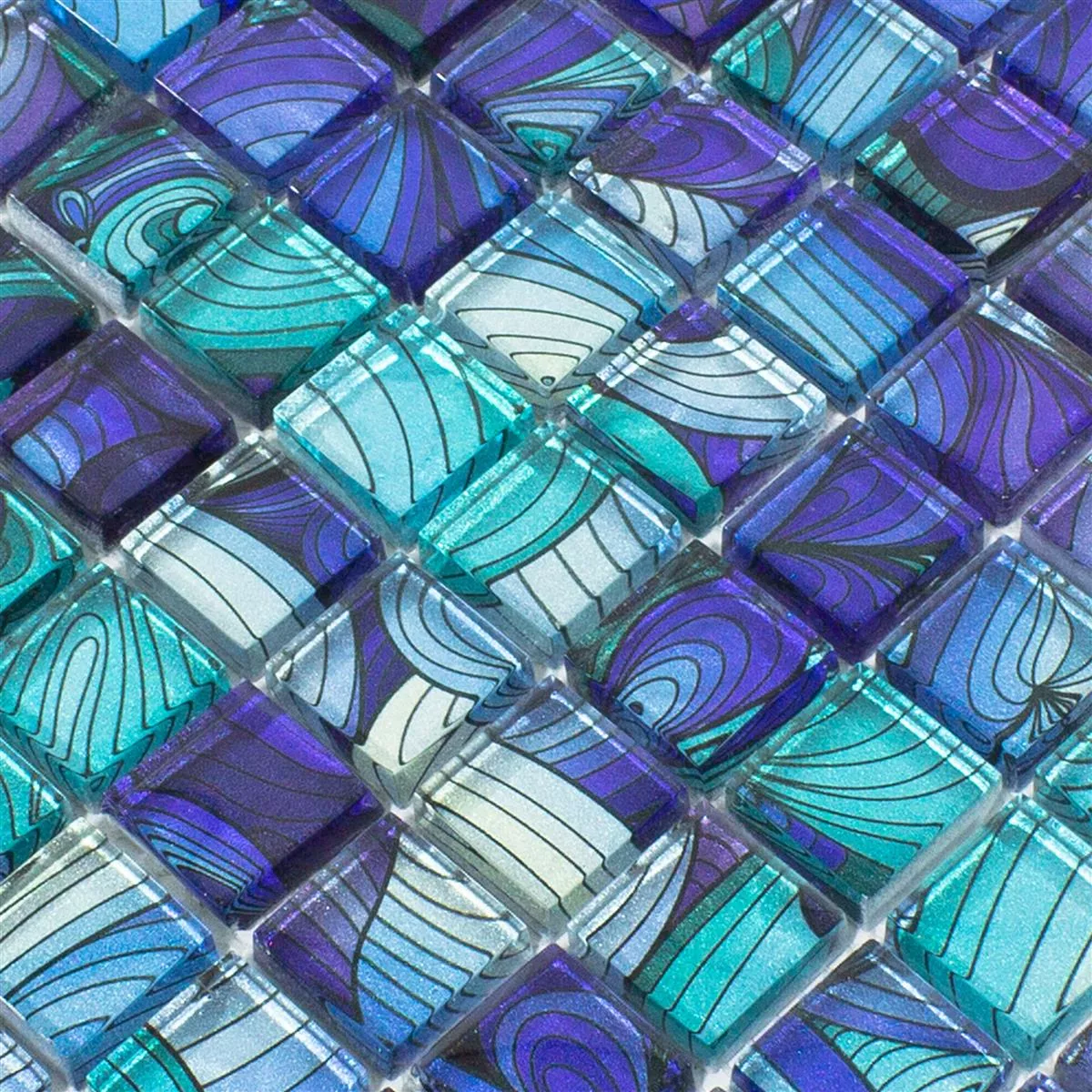 Próbka Mozaiki Szklana Płytki Atlantis Niebieski Turkusowy