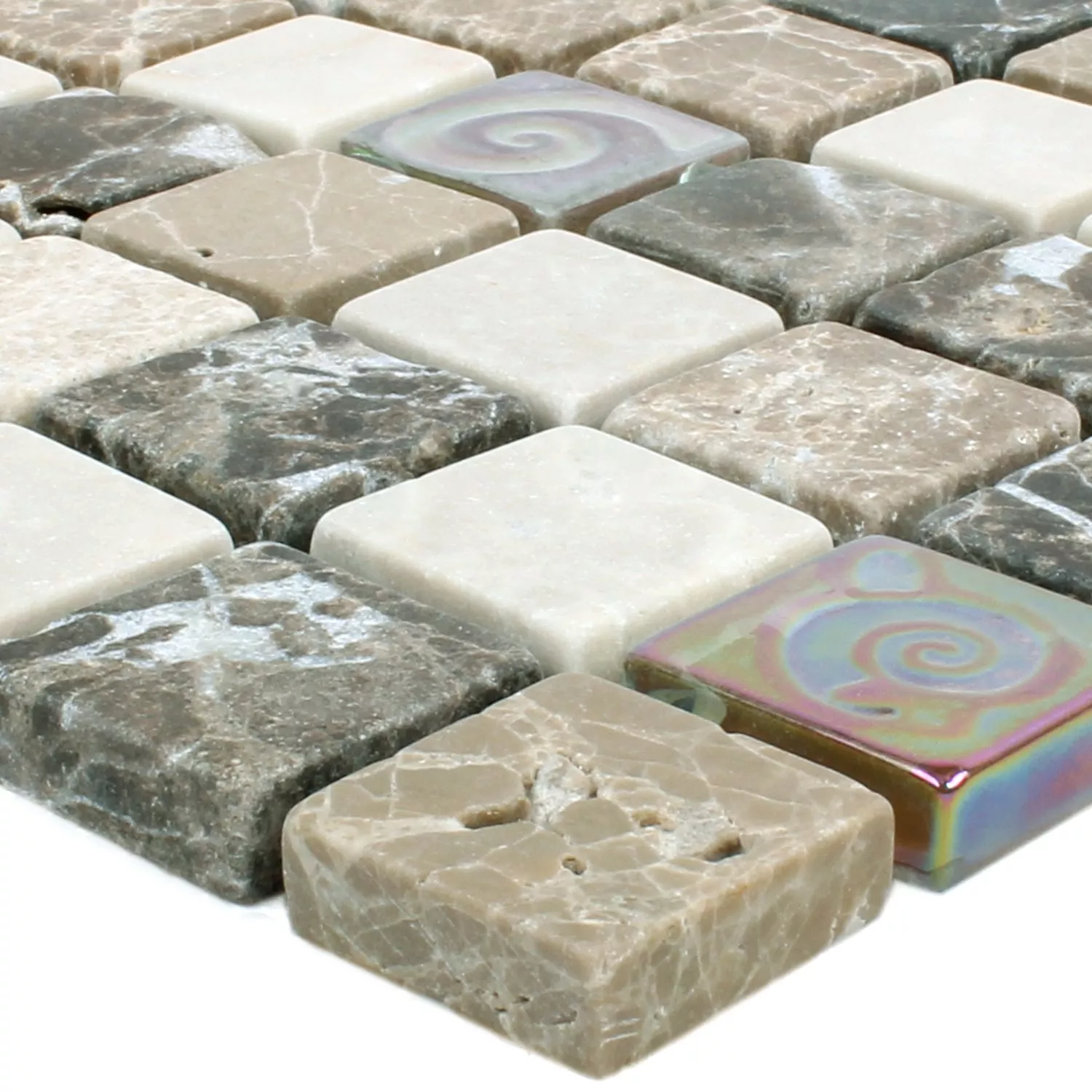 Mosaikkfliser Relief Marmor Java Glass Mix Beige