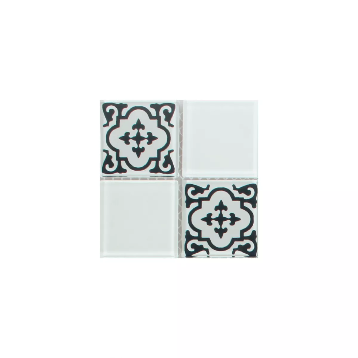 Padrão de Mosaico De Vidro Azulejos Barock Branco Estreito