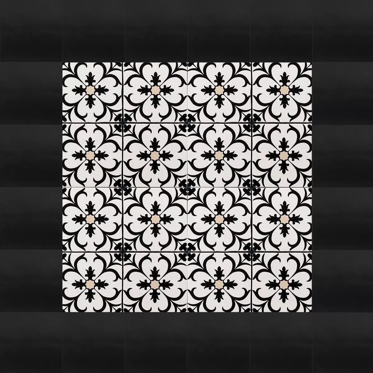 Porselein steengoed Tegels Ornamenti Basistegel Zwart