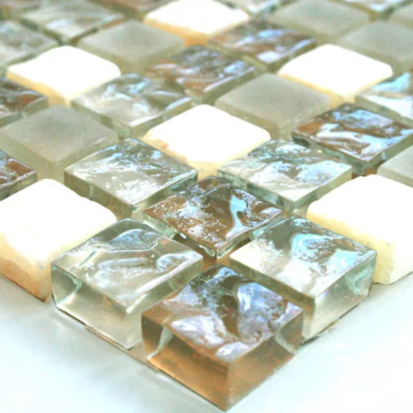 Mozaika Marmur Szklany 15x15x8mm Beige Mix Onyx