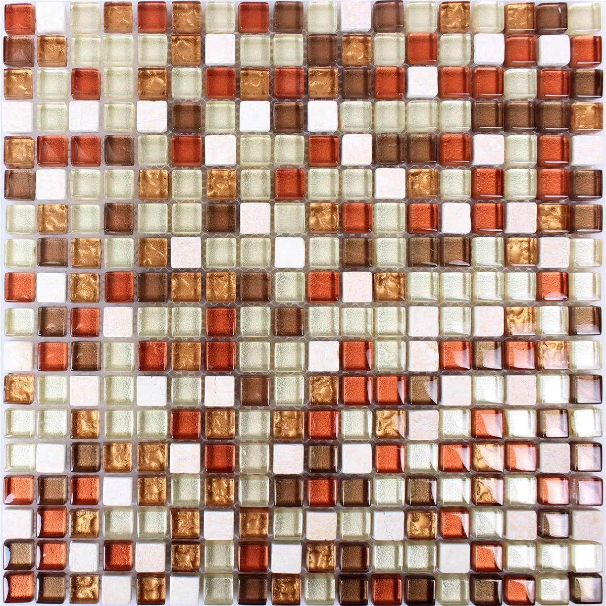 Glass Mosaic Natural Stone Tiles Gorby Red Brown Beige