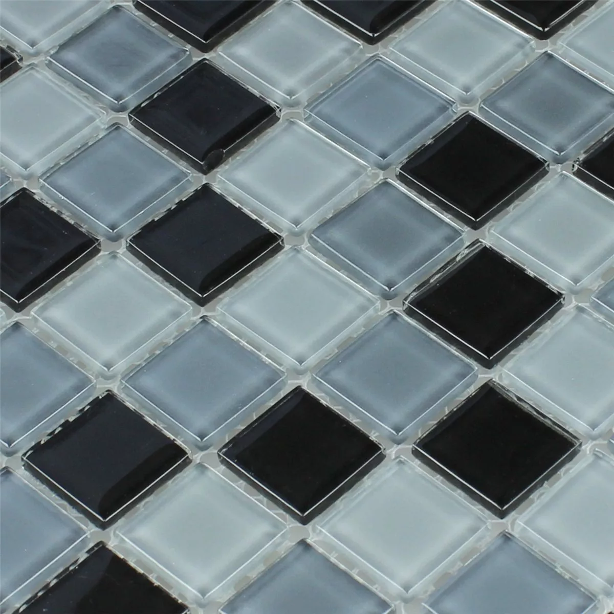 Mosaico De Vidro Azulejos Preto Mix 25x25x4mm