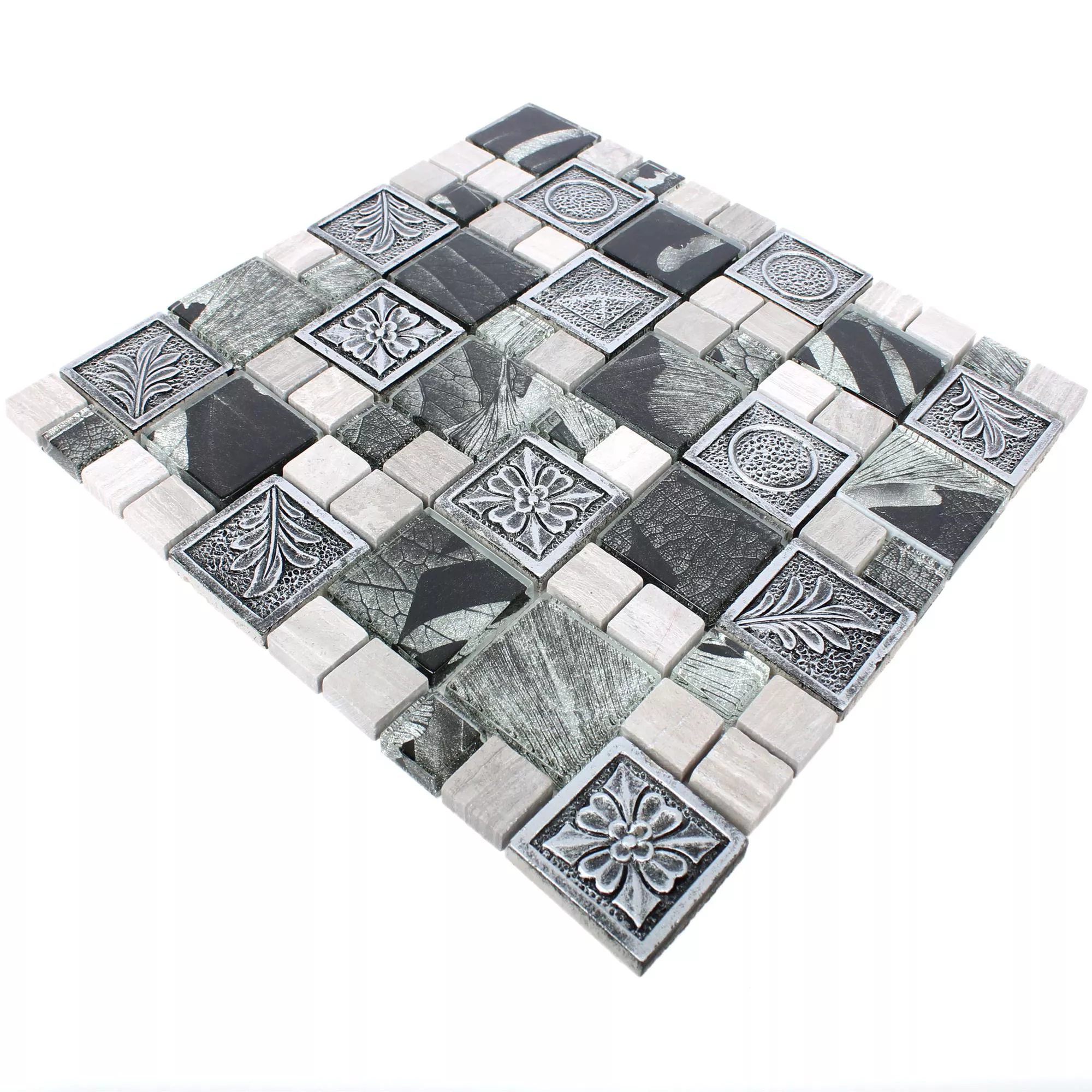 Mosaic Tiles Levanzo Glass Resin Ornament Mix Silver