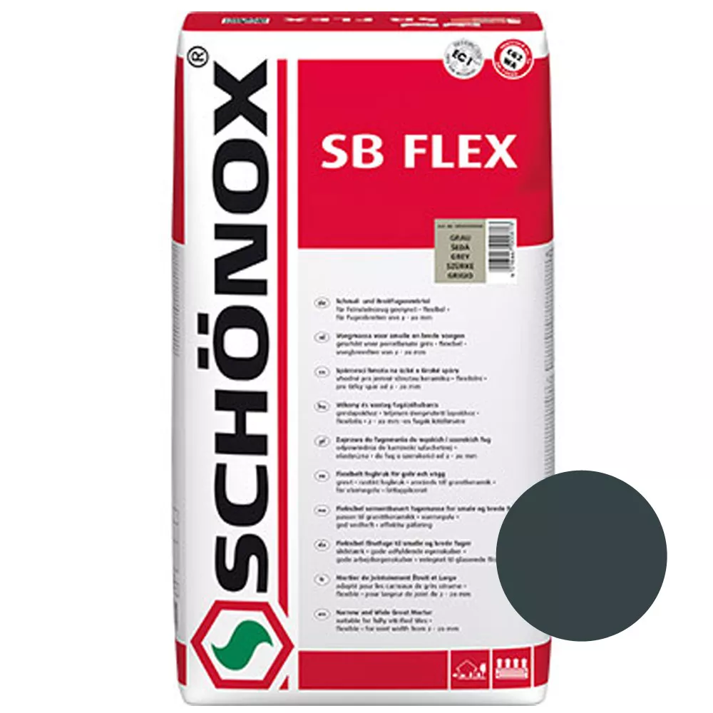 Schönox SB Flex mørtel antrasitt - fine steintøy- og steintøyskjøter (15 kg)