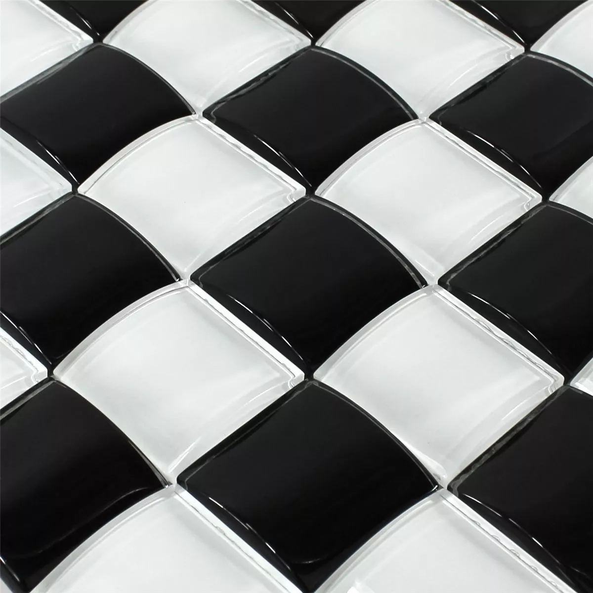 Stakleni Mozaik Pločice 3D Efekt Šahovnica