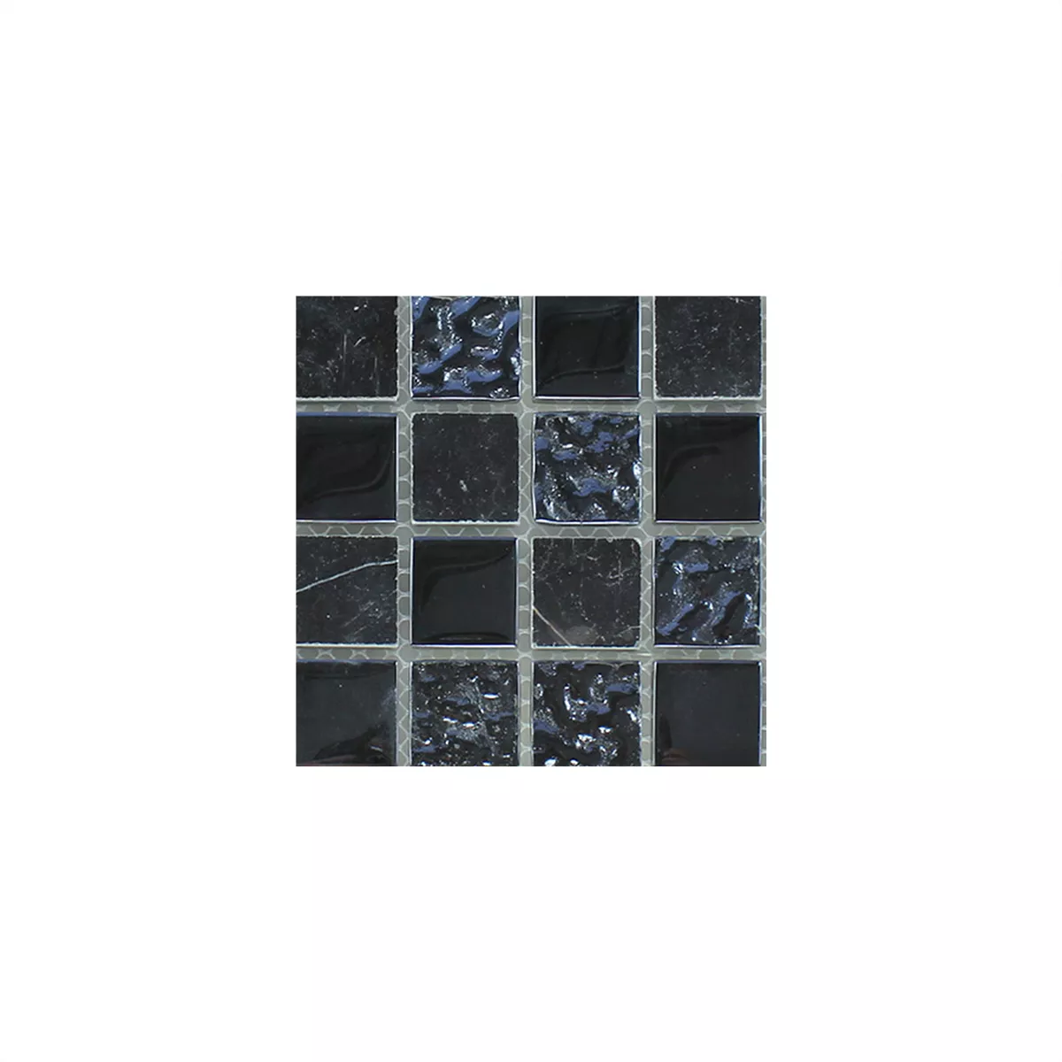 Model din Plăci De Mozaic Sticlă Marmură Negru Canelată 