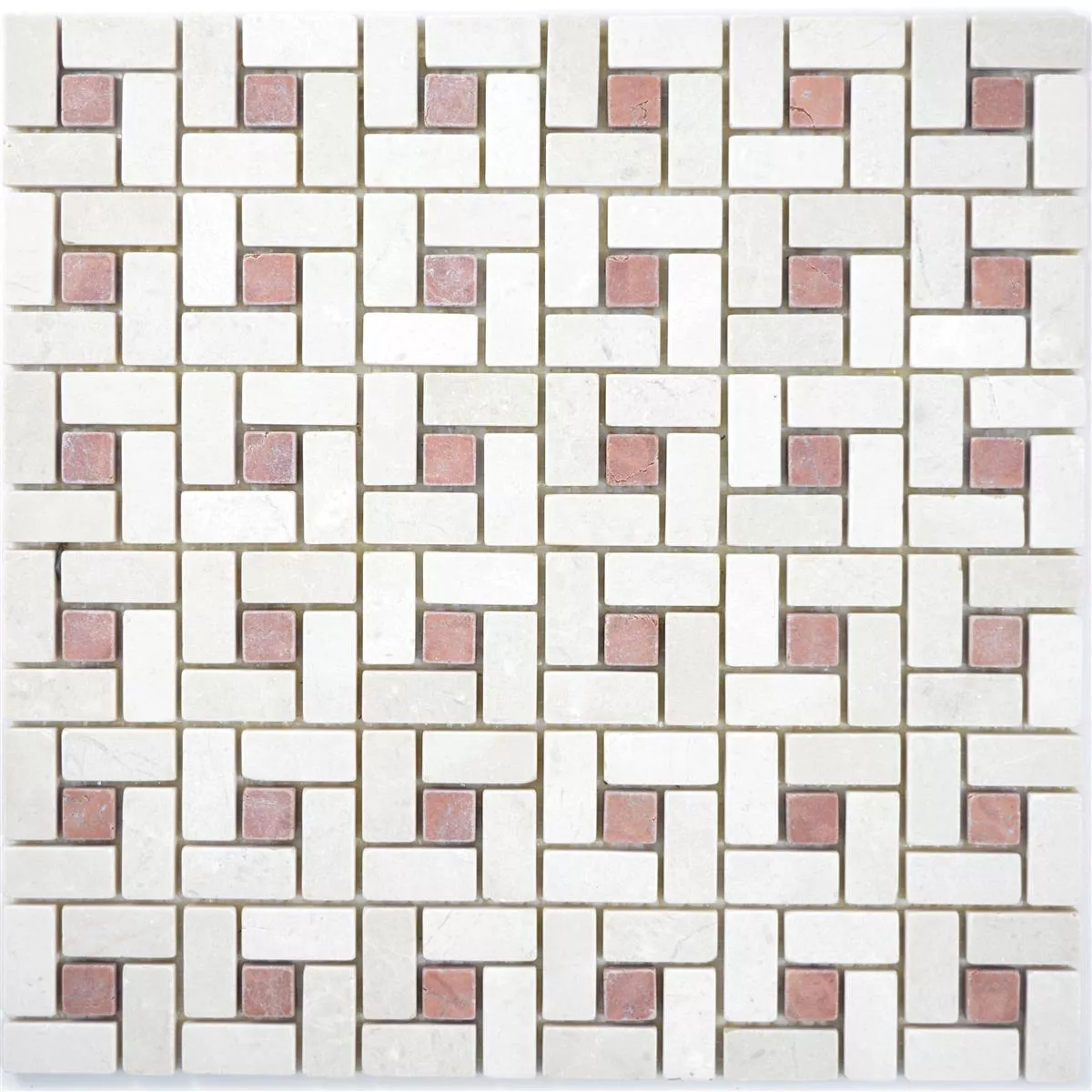 Natursten Marmor Mosaik Fliser Robin Beige Rosso