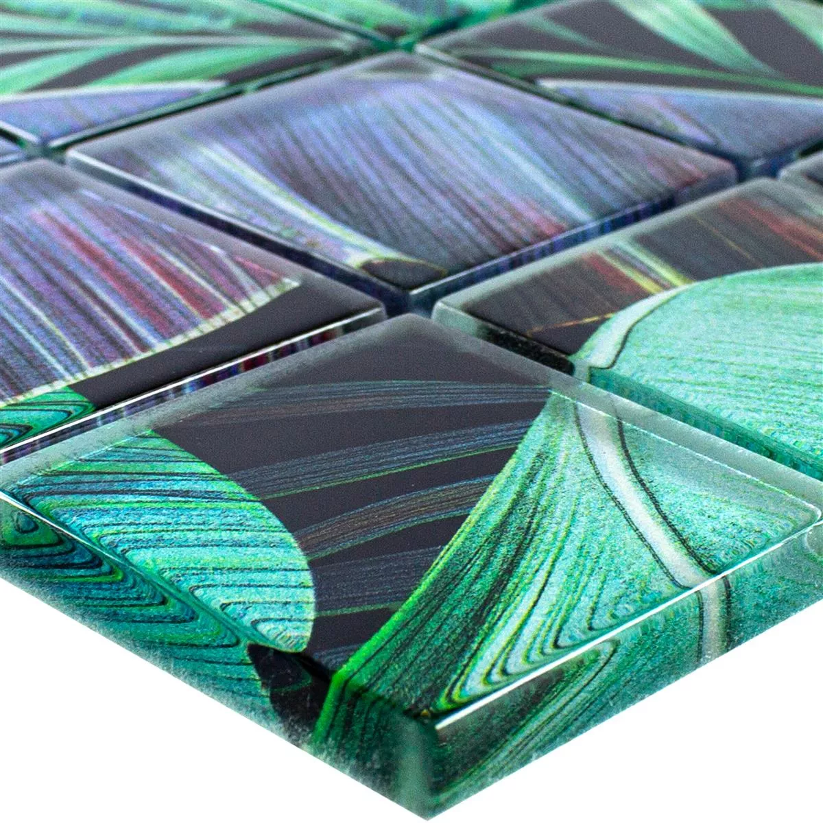 Glass Mosaic Tiles Pittsburg Flower Optics Green Purple