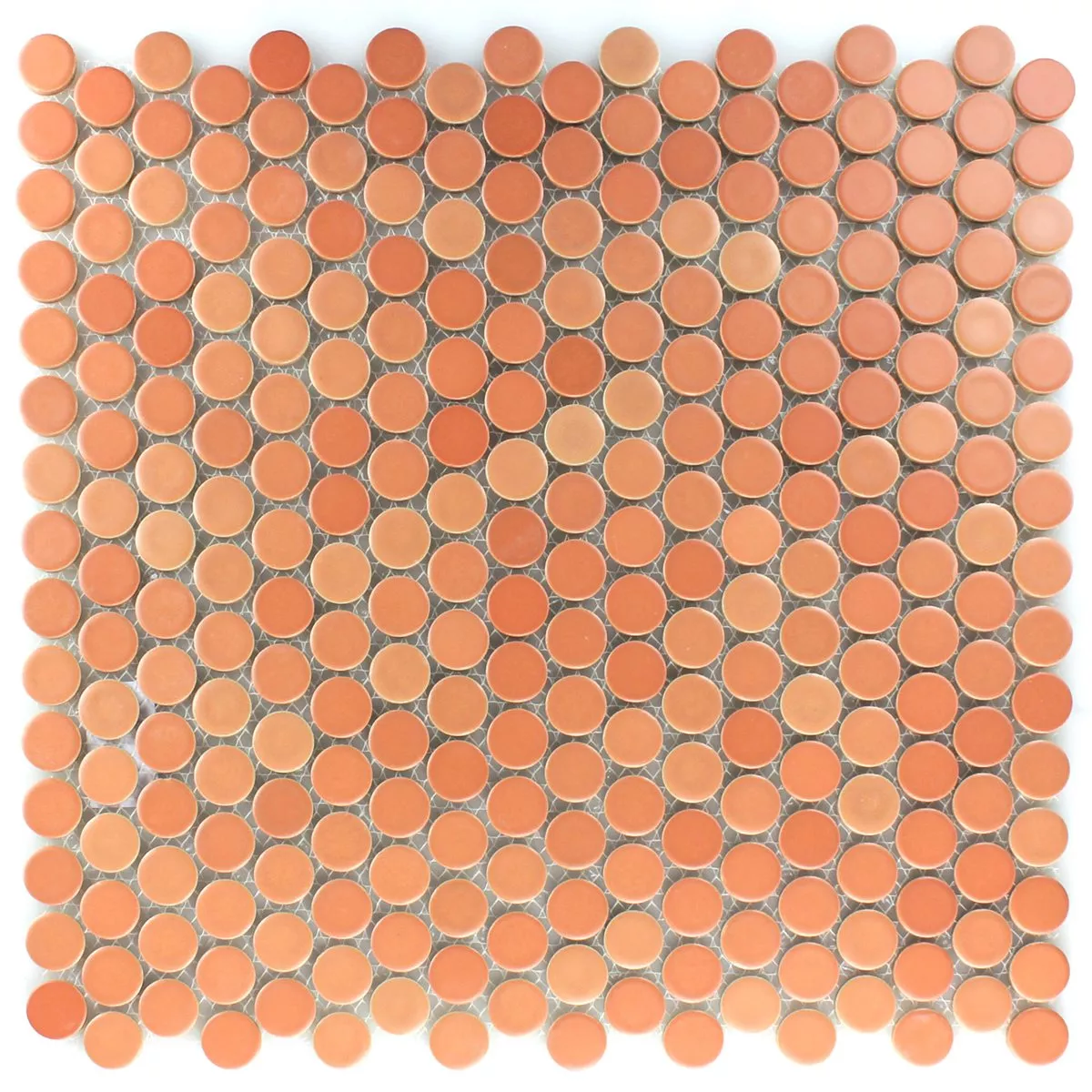 Ceramic Button Mosaic Tiles Round Terracotta
