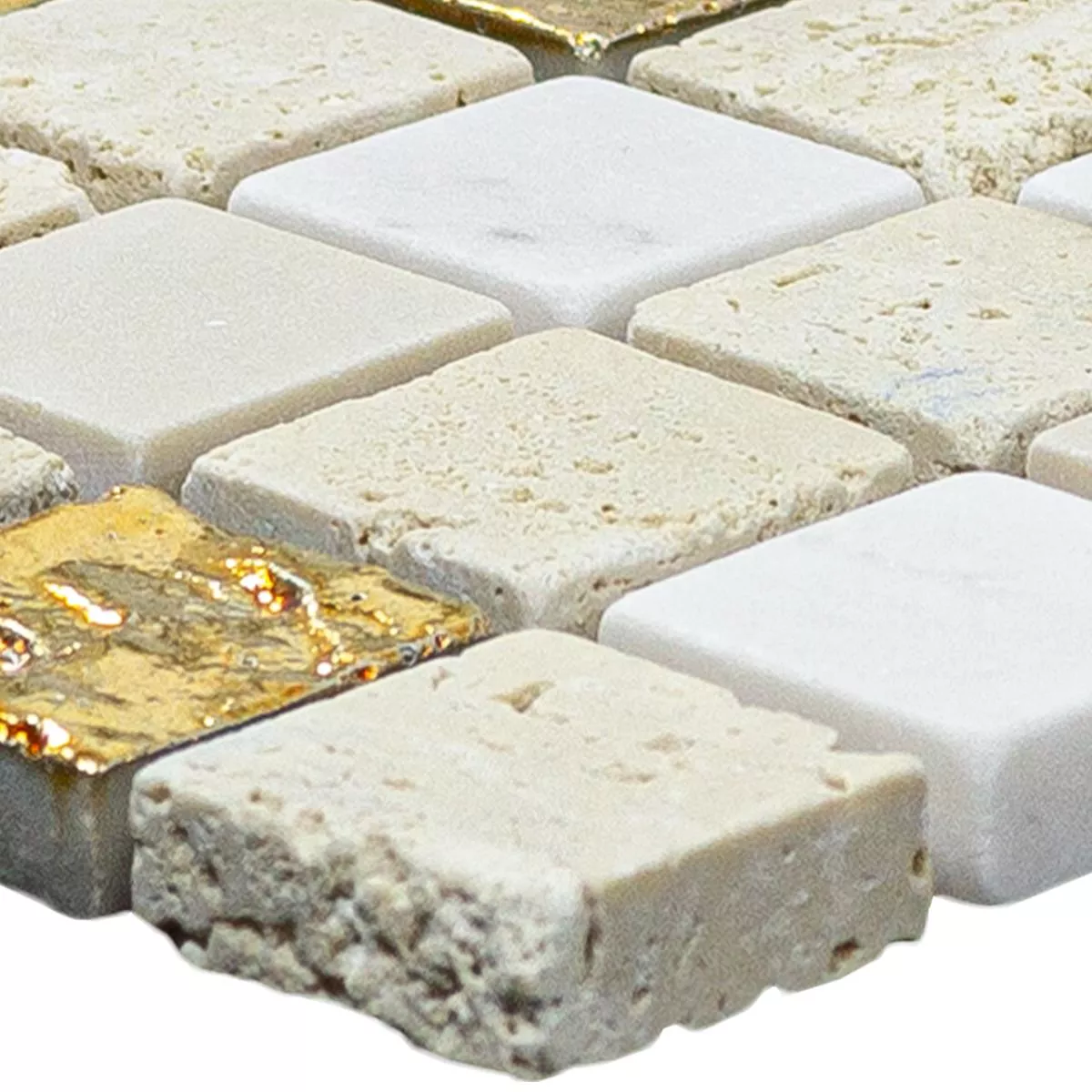 Próbka Marmur Kamień Naturalny Mozaika Płytki Limonello Złoto Kremowa