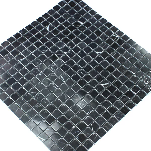 Azulejo Mosaico Mármore 15x15x8mm Preto Polido