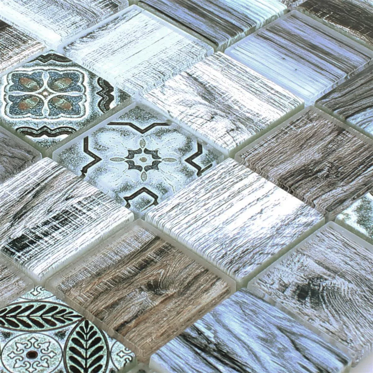 Mozaika Szklana Płytki Wygląd Drewna Makarska Niebieski