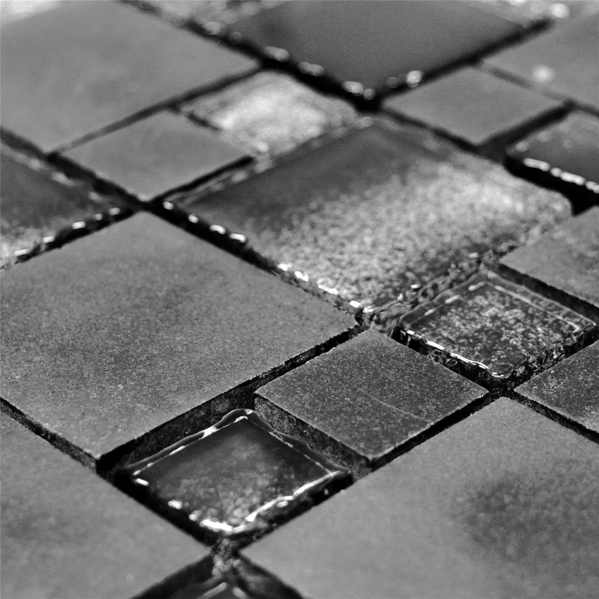 Üveg Természetes Kő Mozaik Csempe Zoey Fekete