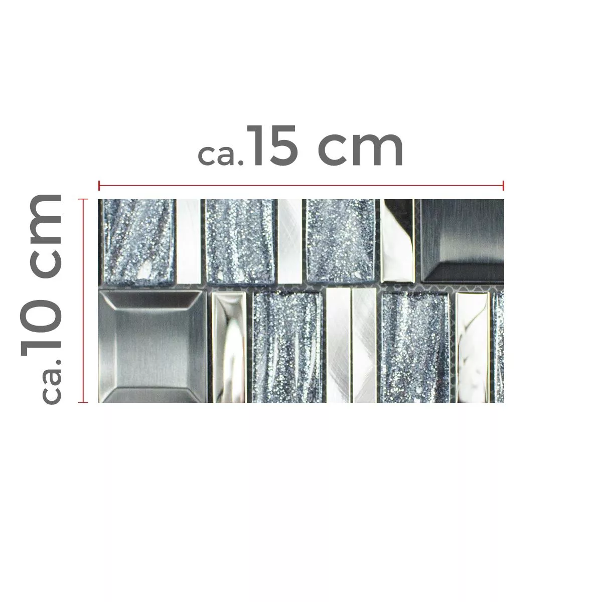 Padrão de Vidro Alumínio Mosaico LaCrosse Preto Cinza Prata