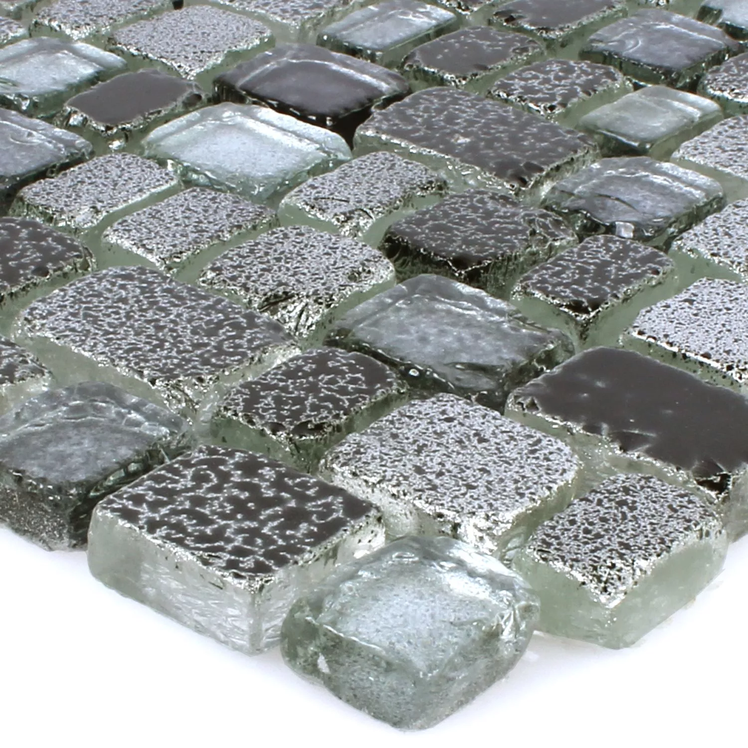Sample Mosaic Tiles Glass Roxy Black Silver