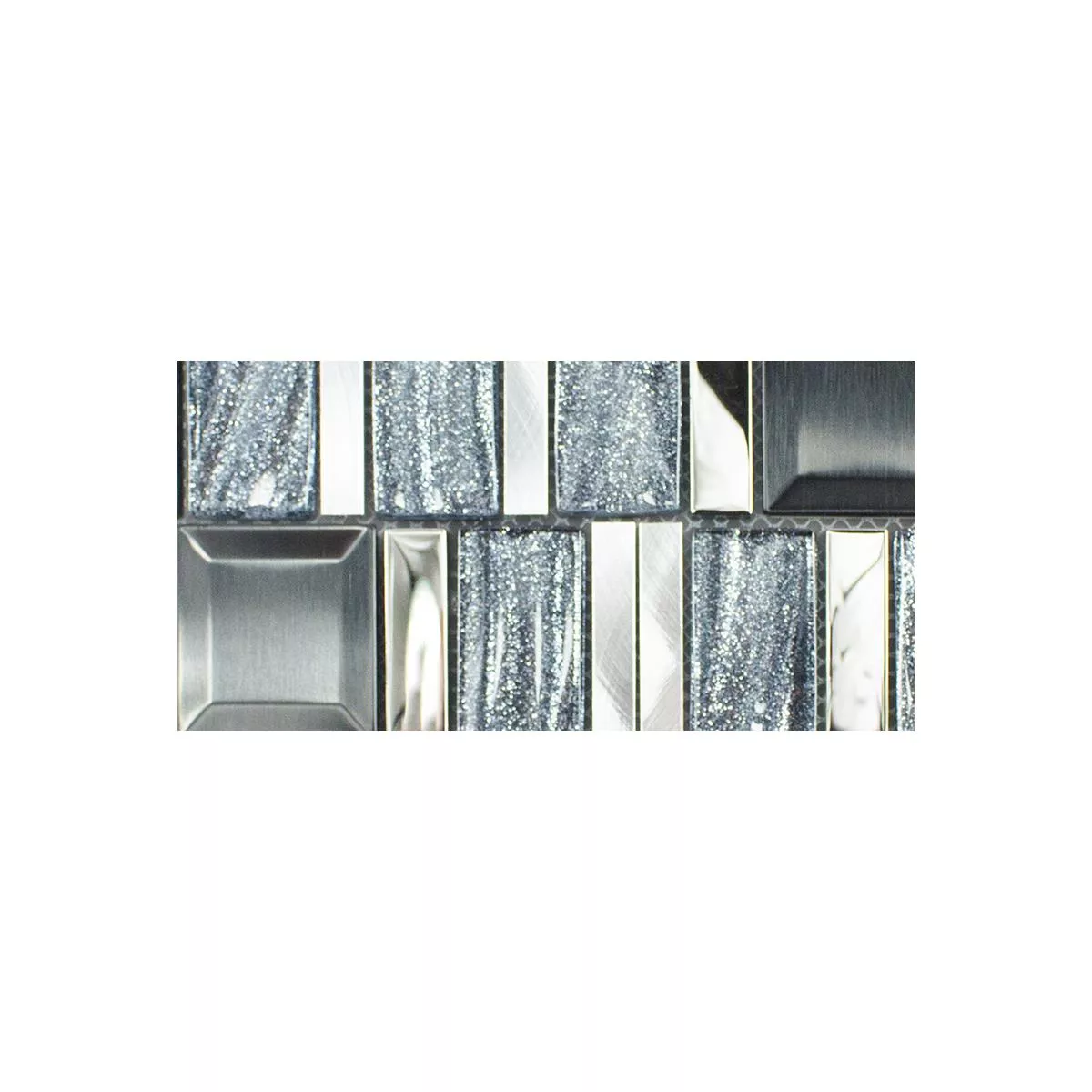 Mønster fra Glass Aluminium Mosaikk LaCrosse Svart Grå Sølv