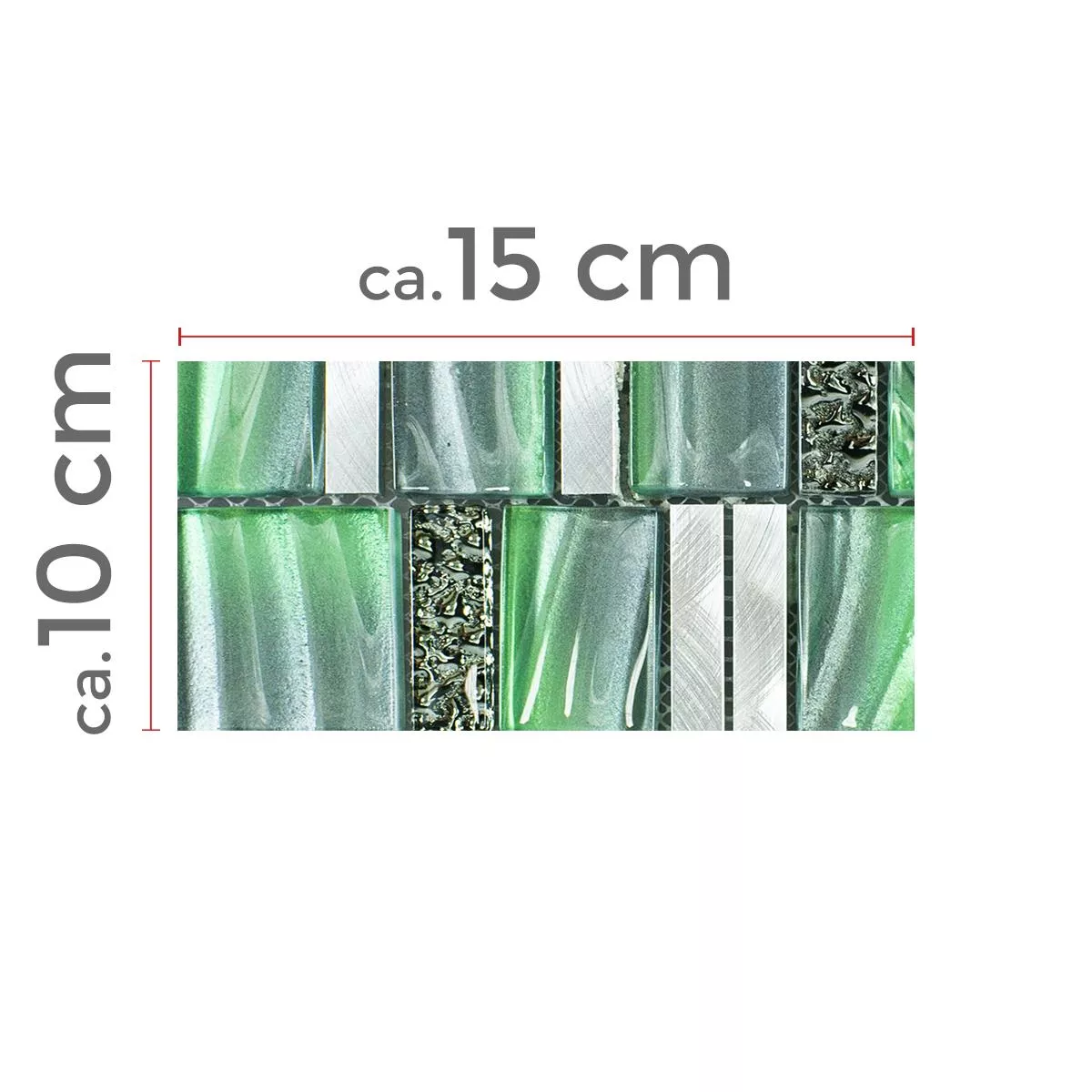 Sample Glass Metal Mosaic Tiles Union Green Silver