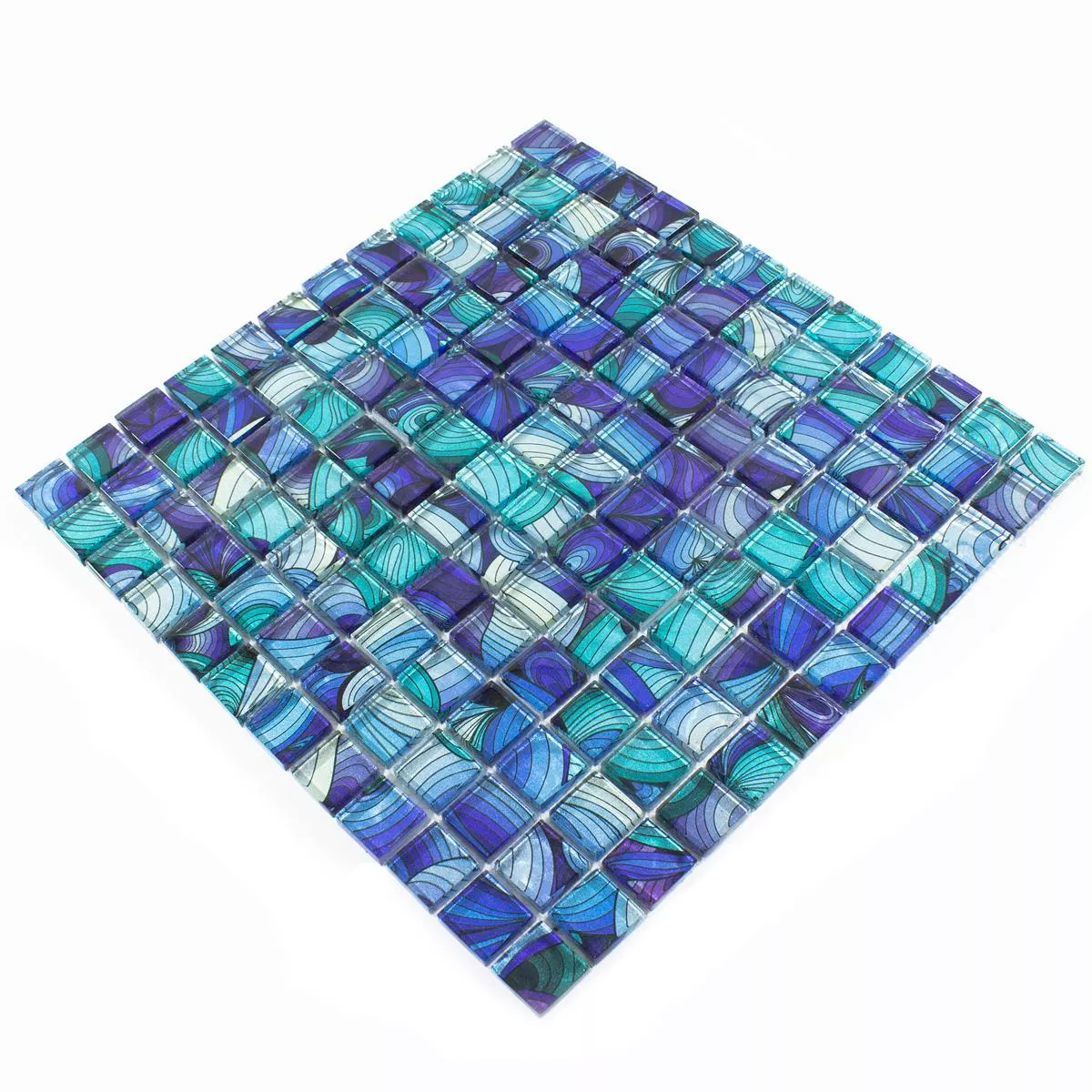 Sample Glass Mosaic Tiles Atlantis Blue Cyan