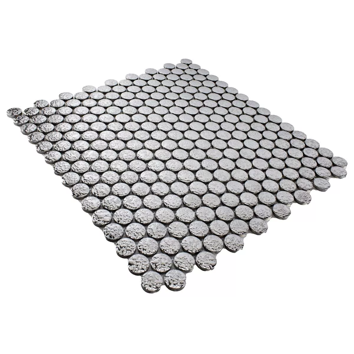 Sample Ceramic Button Effect Mosaic Tiles Meneksche Silver