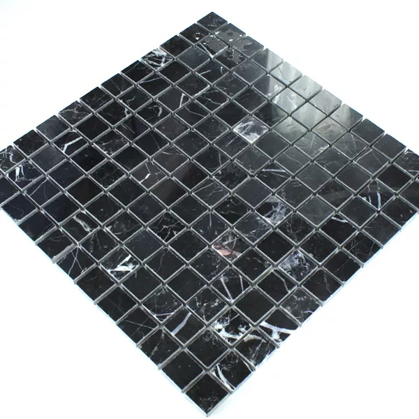 Mozaik Csempe Üveggolyó 23x23x8mm Fekete Csiszolt