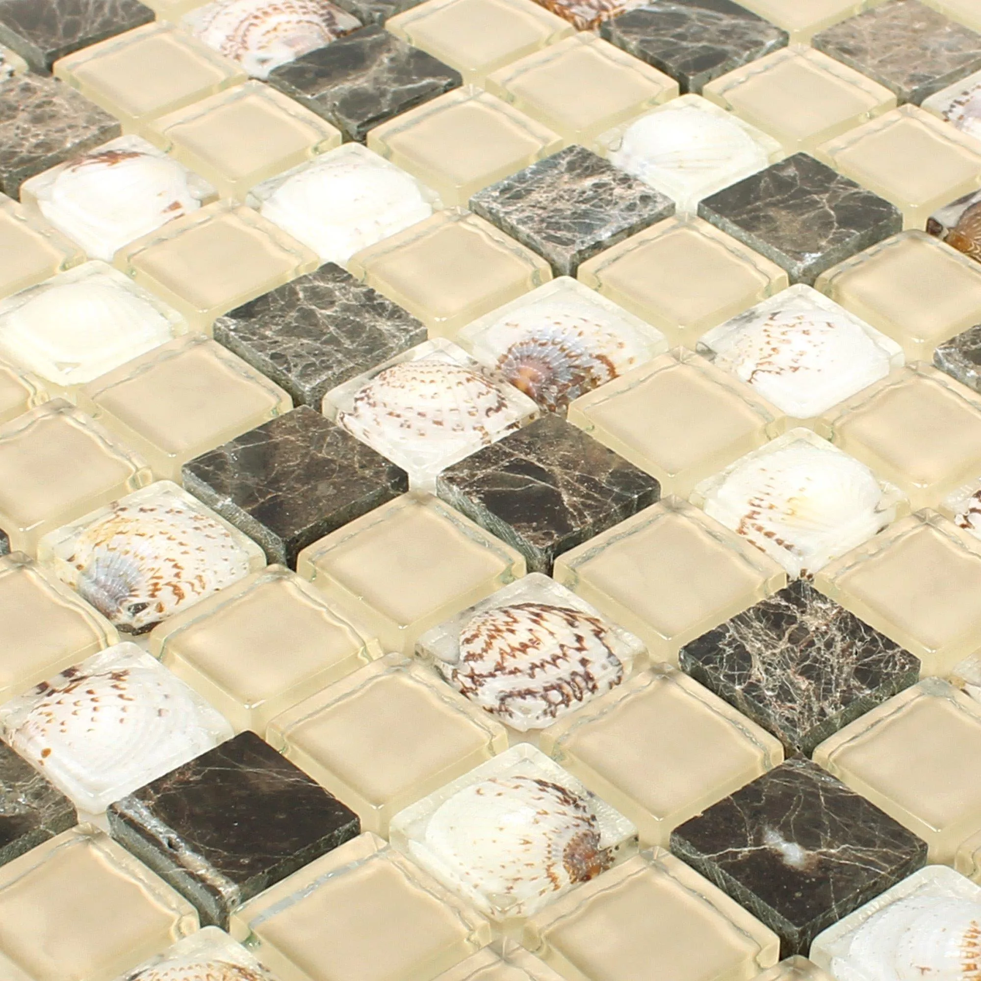Mønster fra Glass Mosaikk Naturstein Fliser Tatvan Brun Beige